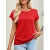 imageImily Bela Womens Short Sleeve Sweaters Casual Crewneck Crochet Knit Summer Loose Trendy Pullover TopsRed