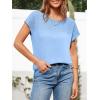 imageImily Bela Womens Short Sleeve Sweaters Casual Crewneck Crochet Knit Summer Loose Trendy Pullover TopsSky Blue