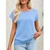 imageImily Bela Womens Short Sleeve Sweaters Casual Crewneck Crochet Knit Summer Loose Trendy Pullover TopsSky Blue