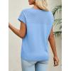 imageImily Bela Womens Short Sleeve Sweaters Casual Crewneck Crochet Knit Summer Loose Trendy Pullover TopsSky Blue