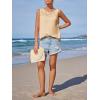 imageImily Bela Womens Sleeveless Tank Tops Loose Fit Summer Flowy Dressy Casual Blouse Crewneck Pleated Front Beach ShirtsBeige