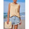 imageImily Bela Womens Sleeveless Tank Tops Loose Fit Summer Flowy Dressy Casual Blouse Crewneck Pleated Front Beach ShirtsBeige
