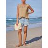 imageImily Bela Womens Sleeveless Tank Tops Loose Fit Summer Flowy Dressy Casual Blouse Crewneck Pleated Front Beach ShirtsKhaki