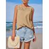 imageImily Bela Womens Sleeveless Tank Tops Loose Fit Summer Flowy Dressy Casual Blouse Crewneck Pleated Front Beach ShirtsKhaki