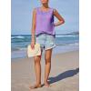 imageImily Bela Womens Sleeveless Tank Tops Loose Fit Summer Flowy Dressy Casual Blouse Crewneck Pleated Front Beach ShirtsPurple