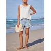 imageImily Bela Womens Sleeveless Tank Tops Loose Fit Summer Flowy Dressy Casual Blouse Crewneck Pleated Front Beach ShirtsWhite