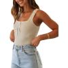 imageImily Bela Womens Square Neck Tank Top Sleeveless Ribbed Slim Fitted Casual Basic Crop TopApricot