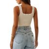 imageImily Bela Womens Square Neck Tank Top Sleeveless Ribbed Slim Fitted Casual Basic Crop TopApricot