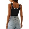 imageImily Bela Womens Square Neck Tank Top Sleeveless Ribbed Slim Fitted Casual Basic Crop TopBlack