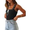 imageImily Bela Womens Square Neck Tank Top Sleeveless Ribbed Slim Fitted Casual Basic Crop TopBlack