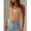 imageImily Bela Womens Square Neck Tank Top Sleeveless Ribbed Slim Fitted Casual Basic Crop TopKhaki