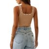 imageImily Bela Womens Square Neck Tank Top Sleeveless Ribbed Slim Fitted Casual Basic Crop TopKhaki