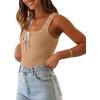 imageImily Bela Womens Square Neck Tank Top Sleeveless Ribbed Slim Fitted Casual Basic Crop TopKhaki
