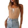 imageImily Bela Womens Square Neck Tank Top Sleeveless Ribbed Slim Fitted Casual Basic Crop TopKhaki