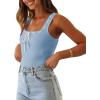 imageImily Bela Womens Square Neck Tank Top Sleeveless Ribbed Slim Fitted Casual Basic Crop TopLight Blue