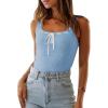 imageImily Bela Womens Square Neck Tank Top Sleeveless Ribbed Slim Fitted Casual Basic Crop TopLight Blue