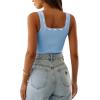 imageImily Bela Womens Square Neck Tank Top Sleeveless Ribbed Slim Fitted Casual Basic Crop TopLight Blue