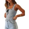 imageImily Bela Womens Square Neck Tank Top Sleeveless Ribbed Slim Fitted Casual Basic Crop TopLight Grey