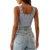 imageImily Bela Womens Square Neck Tank Top Sleeveless Ribbed Slim Fitted Casual Basic Crop TopLight Grey