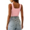 imageImily Bela Womens Square Neck Tank Top Sleeveless Ribbed Slim Fitted Casual Basic Crop TopPink