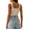 imageImily Bela Womens Square Neck Tank Top Sleeveless Ribbed Slim Fitted Casual Basic Crop TopWhite