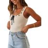 imageImily Bela Womens Square Neck Tank Top Sleeveless Ribbed Slim Fitted Casual Basic Crop TopWhite