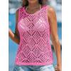 imageImily Bela Womens Summer Crochet Tank Tops Knit Sleeveless Scoop Neck Sweater Vest Boho Hollow Out Cover UpsBright Pink