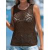 imageImily Bela Womens Summer Crochet Tank Tops Knit Sleeveless Scoop Neck Sweater Vest Boho Hollow Out Cover UpsCoffee