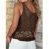 imageImily Bela Womens Summer Crochet Tank Tops Knit Sleeveless Scoop Neck Sweater Vest Boho Hollow Out Cover UpsCoffee