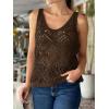 imageImily Bela Womens Summer Crochet Tank Tops Knit Sleeveless Scoop Neck Sweater Vest Boho Hollow Out Cover UpsCoffee
