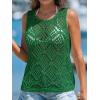 imageImily Bela Womens Summer Crochet Tank Tops Knit Sleeveless Scoop Neck Sweater Vest Boho Hollow Out Cover UpsGreen