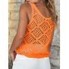 imageImily Bela Womens Summer Crochet Tank Tops Knit Sleeveless Scoop Neck Sweater Vest Boho Hollow Out Cover UpsOrange