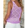 imageImily Bela Womens Summer Crochet Tank Tops Knit Sleeveless Scoop Neck Sweater Vest Boho Hollow Out Cover UpsPurple