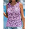 imageImily Bela Womens Summer Crochet Tank Tops Knit Sleeveless Scoop Neck Sweater Vest Boho Hollow Out Cover UpsPurple