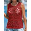 imageImily Bela Womens Summer Crochet Tank Tops Knit Sleeveless Scoop Neck Sweater Vest Boho Hollow Out Cover UpsRed