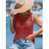 imageImily Bela Womens Summer Crochet Tank Tops Knit Sleeveless Scoop Neck Sweater Vest Boho Hollow Out Cover UpsRed