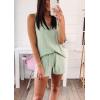 imageImily Bela Womens Summer Lounge Sets Knit 2 Piece Outfits Vacation Beach Tank Tops and Shorts Loungewear Pajama SetGreen