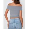 imageImily Bela Womens Summer Off The Shoulder Tops Casual Asymmetrical Slim Fit Y2K Going Out Cropped ShirtsLight Grey