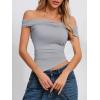 imageImily Bela Womens Summer Off The Shoulder Tops Casual Asymmetrical Slim Fit Y2K Going Out Cropped ShirtsLight Grey