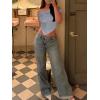 imageImily Bela Womens Summer Off The Shoulder Tops Casual Asymmetrical Slim Fit Y2K Going Out Cropped ShirtsLight Grey