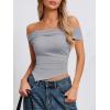 imageImily Bela Womens Summer Off The Shoulder Tops Casual Asymmetrical Slim Fit Y2K Going Out Cropped ShirtsLight Grey