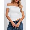 imageImily Bela Womens Summer Off The Shoulder Tops Casual Asymmetrical Slim Fit Y2K Going Out Cropped ShirtsWhite