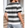imageImily Bela Womens Summer Tops 2025 Striped Color Block Short Puff Sleeve T Shirt Casual Crewneck Loose Basic TeeBlack