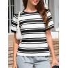 imageImily Bela Womens Summer Tops 2025 Striped Color Block Short Puff Sleeve T Shirt Casual Crewneck Loose Basic TeeBlack