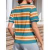 imageImily Bela Womens Summer Tops 2025 Striped Color Block Short Puff Sleeve T Shirt Casual Crewneck Loose Basic TeeBlack Green