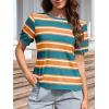 imageImily Bela Womens Summer Tops 2025 Striped Color Block Short Puff Sleeve T Shirt Casual Crewneck Loose Basic TeeBlack Green