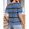 imageImily Bela Womens Summer Tops 2025 Striped Color Block Short Puff Sleeve T Shirt Casual Crewneck Loose Basic TeeBluish Gray