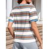 imageImily Bela Womens Summer Tops 2025 Striped Color Block Short Puff Sleeve T Shirt Casual Crewneck Loose Basic TeeBrick Red