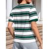 imageImily Bela Womens Summer Tops 2025 Striped Color Block Short Puff Sleeve T Shirt Casual Crewneck Loose Basic TeeDark Green