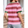 imageImily Bela Womens Summer Tops 2025 Striped Color Block Short Puff Sleeve T Shirt Casual Crewneck Loose Basic TeeHot Pink